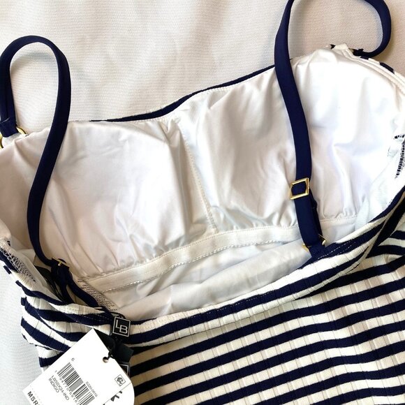 La Blanca Set Sail Lingerie One Piece Swimsuit Women's 6 Indigo Stripe NWT - Picture 12 of 12